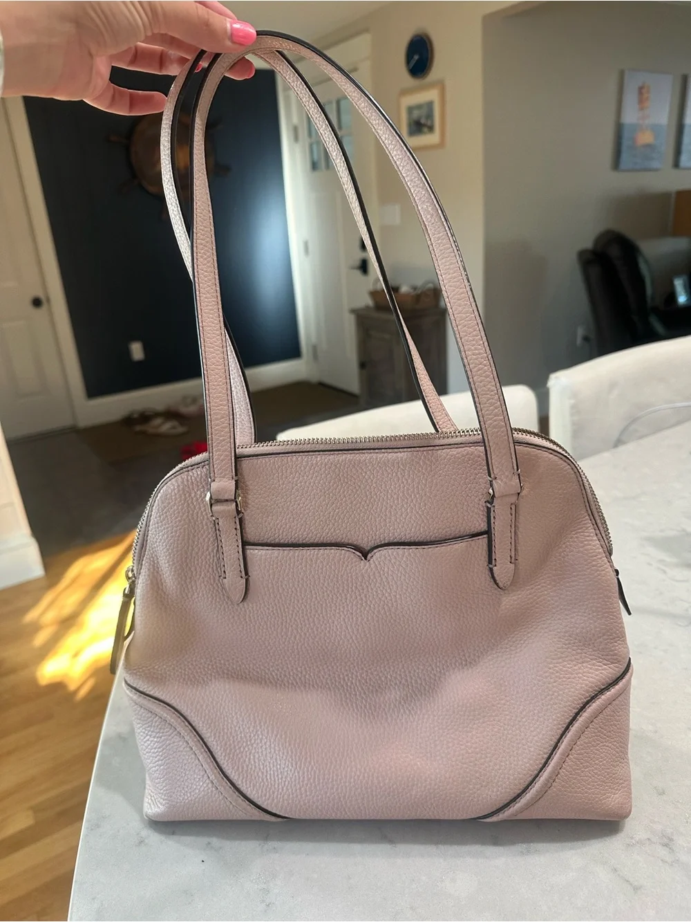 kate spade Pale Pink Pebbled Leather Dome Satchel